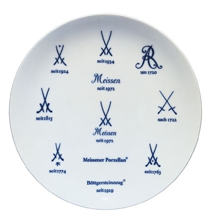 Все мейсенские клейма по годам на юбилейной тарелке
